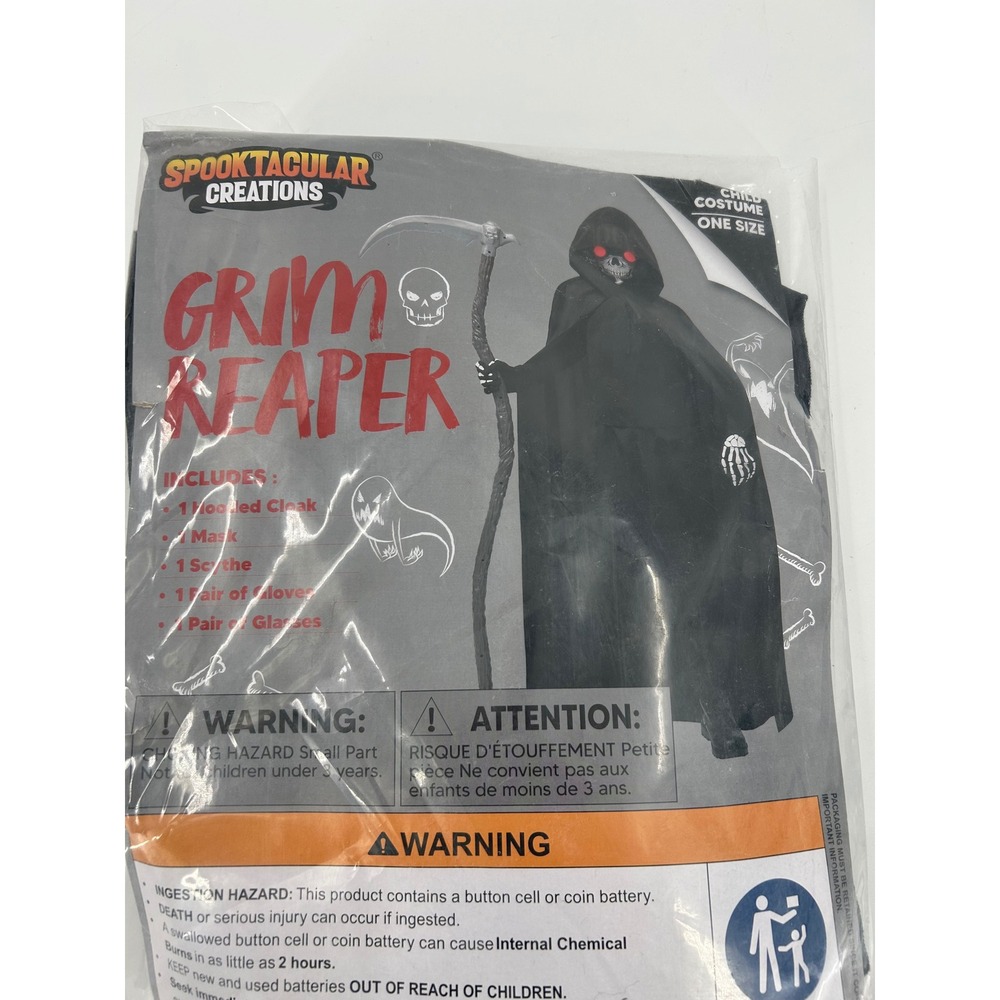 Spooktacular Creations Kids Grim Reaper Costume Set with Scythe & Glowing Eyes